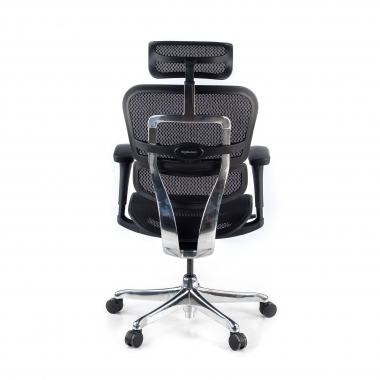 chaise ergonomique noir structure noire rouge maille accoudoirs mobiles appui tete 7