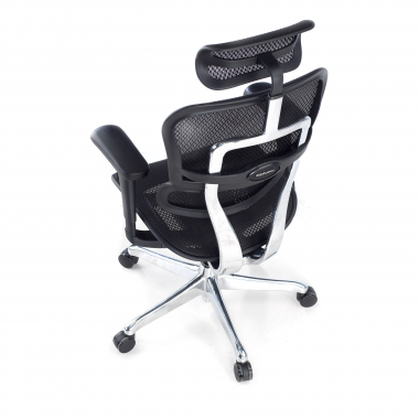 chaise ergonomique noir structure noire rouge maille accoudoirs mobiles appui tete 8
