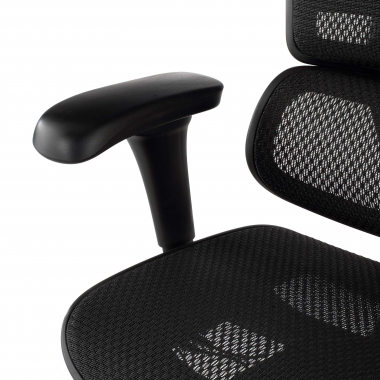 chaise ergonomique noir structure noire rouge maille accoudoirs mobiles appui tete 10
