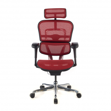 chaise ergonomique rouge structure noire rouge maille accoudoirs mobiles appui tete 5