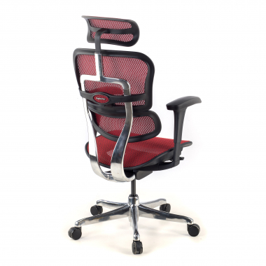 chaise ergonomique rouge structure noire rouge maille accoudoirs mobiles appui tete 6
