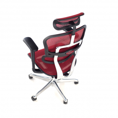 chaise ergonomique rouge structure noire rouge maille accoudoirs mobiles appui tete 8