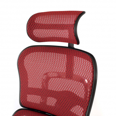 chaise ergonomique rouge structure noire rouge maille accoudoirs mobiles appui tete 9