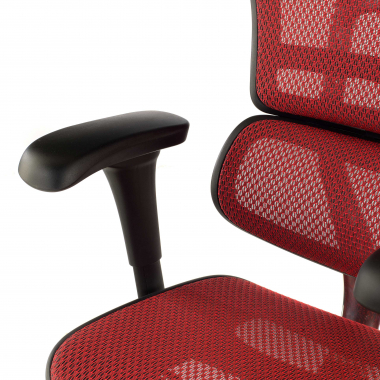 chaise ergonomique rouge structure noire rouge maille accoudoirs mobiles appui tete 10