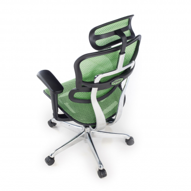 chaise ergonomique vert structure noire rouge maille accoudoirs mobiles appui tete 8