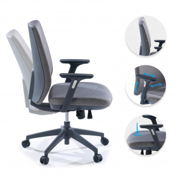chaise de bureau gris tissu tapisse tissu accoudoirs reglables 3d 3