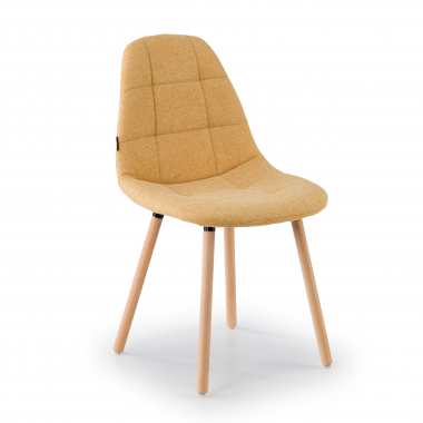 chaise scandinave jaune pattes en bois tissu sans accoudoirs 1
