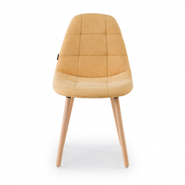 chaise scandinave jaune pattes en bois tissu sans accoudoirs 3