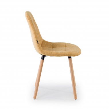 chaise scandinave jaune pattes en bois tissu sans accoudoirs 4