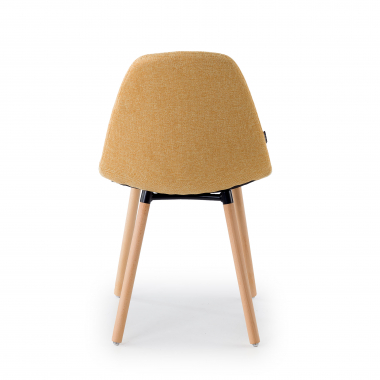 chaise scandinave jaune pattes en bois tissu sans accoudoirs 7
