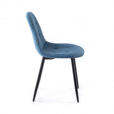 chaise scandinave bleu pattes en metal tissu sans accoudoirs 4
