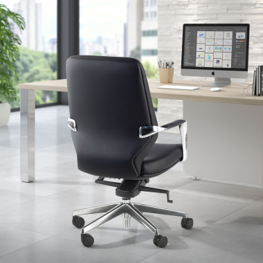 fauteuil de bureau noir dos bas similicuir simil cuir accoudoirs rembourres 2