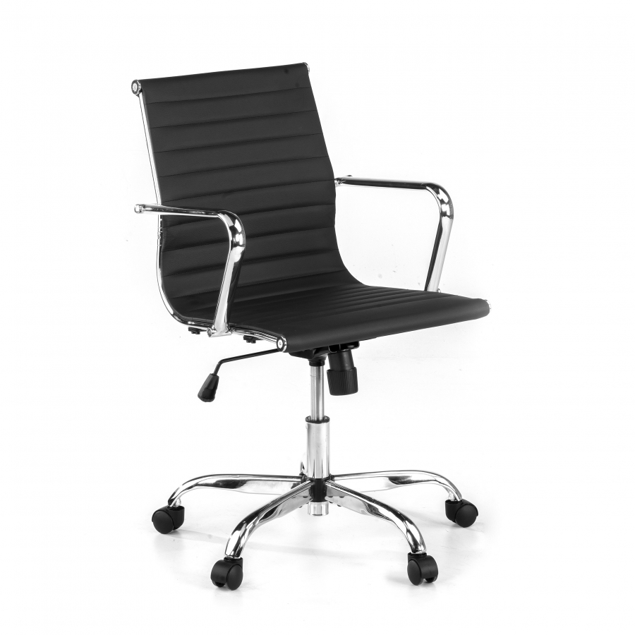 Chaise bureau design Spirit, cadre en acier, dossier bas, cuir synthétique