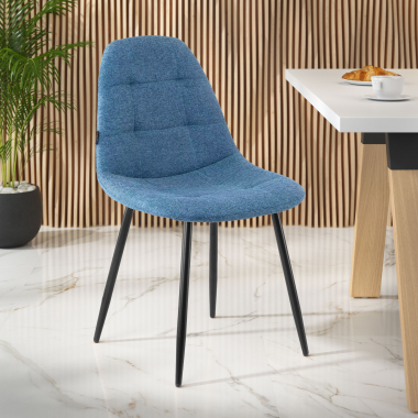 chaise scandinave bleu pattes en metal tissu sans accoudoirs 2