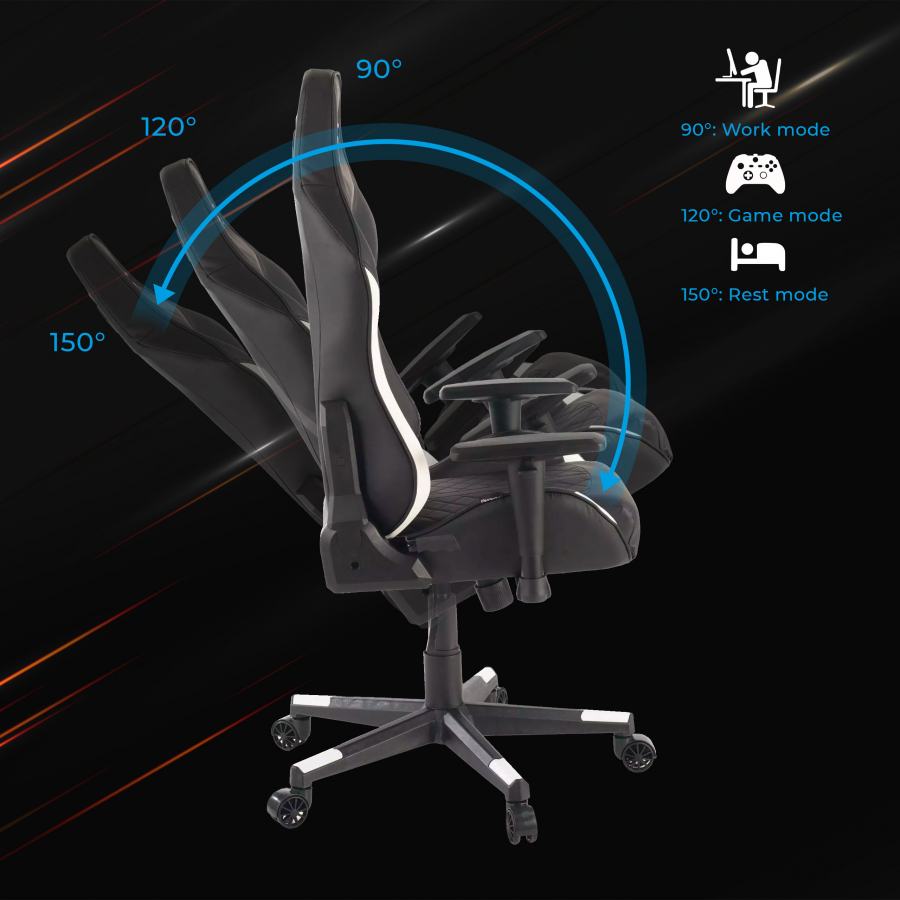 Chaise Gamer Portus, ergonomique, inclinable