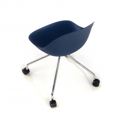 chaise de reunion bleu avec roulettes plastique sans accoudoirs 7