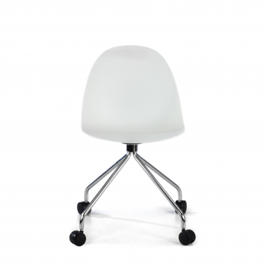 chaise de reunion blanc avec roulettes plastique sans accoudoirs 3