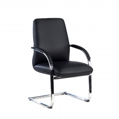 chaise de conference noir cuir authentique accoudoirs rembourres 1