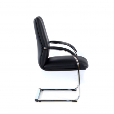 chaise de conference noir cuir authentique accoudoirs rembourres 4
