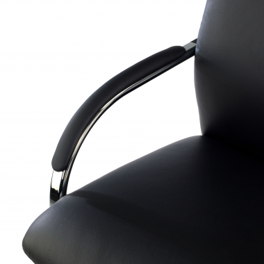 chaise de conference noir cuir authentique accoudoirs rembourres 8