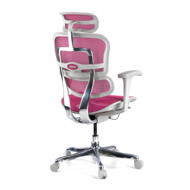 chaise ergonomique blanc rose structure blanche rouge maille accoudoirs mobiles appui tete 7
