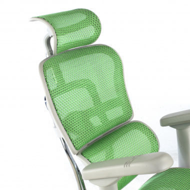 chaise ergonomique blanc vert structure blanche rouge maille accoudoirs reglables 5d appui tete 9