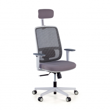 chaise de bureau blanc gris kaito maille accoudoirs mobiles appui tete 1