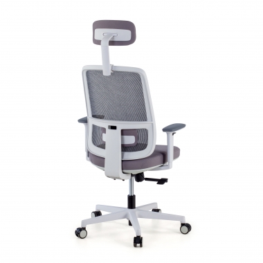 chaise de bureau blanc gris kaito maille accoudoirs mobiles appui tete 6
