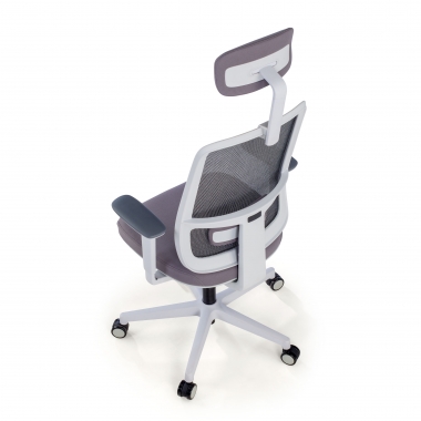 chaise de bureau blanc gris kaito maille accoudoirs mobiles appui tete 8