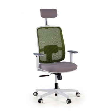 chaise de bureau blanc vert kaito maille accoudoirs mobiles appui tete 1
