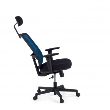 chaise de bureau bleu structure noire appui tete maille accoudoirs reglables 1d soutien lombaire appui tete 5