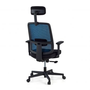 chaise de bureau bleu structure noire appui tete maille accoudoirs reglables 1d soutien lombaire appui tete 6