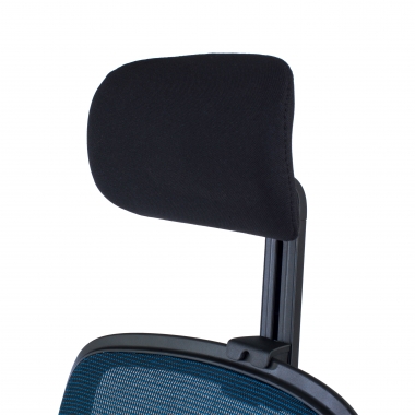 chaise de bureau bleu structure noire appui tete maille accoudoirs reglables 1d soutien lombaire appui tete 9