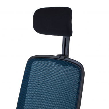 chaise de bureau bleu structure noire appui tete maille accoudoirs reglables 1d soutien lombaire appui tete 10