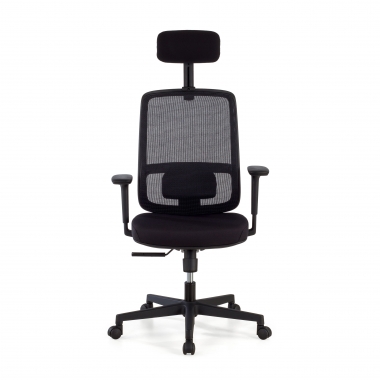 chaise de bureau noir structure noire appui tete maille accoudoirs reglables 1d soutien lombaire appui tete 3