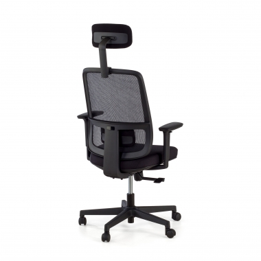 chaise de bureau noir structure noire appui tete maille accoudoirs reglables 1d soutien lombaire appui tete 6