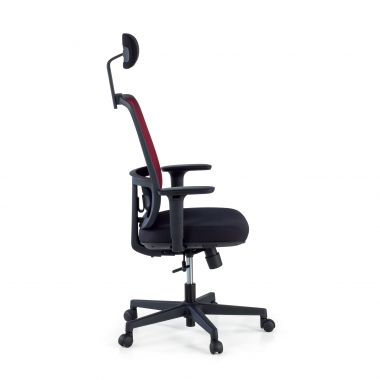 chaise de bureau rouge structure noire appui tete maille accoudoirs reglables 1d soutien lombaire appui tete 4