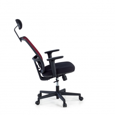 chaise de bureau rouge structure noire appui tete maille accoudoirs reglables 1d soutien lombaire appui tete 5