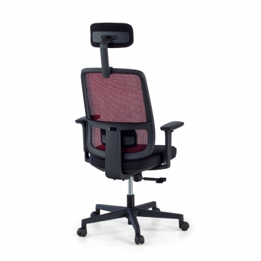 chaise de bureau rouge structure noire appui tete maille accoudoirs reglables 1d soutien lombaire appui tete 6