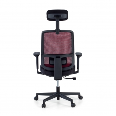chaise de bureau rouge structure noire appui tete maille accoudoirs reglables 1d soutien lombaire appui tete 7