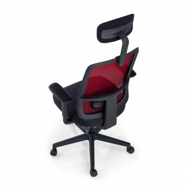 chaise de bureau rouge structure noire appui tete maille accoudoirs reglables 1d soutien lombaire appui tete 8