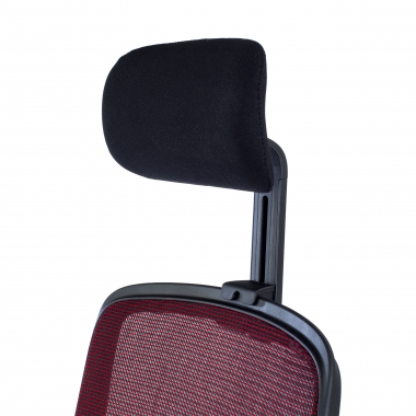 chaise de bureau rouge structure noire appui tete maille accoudoirs reglables 1d soutien lombaire appui tete 9