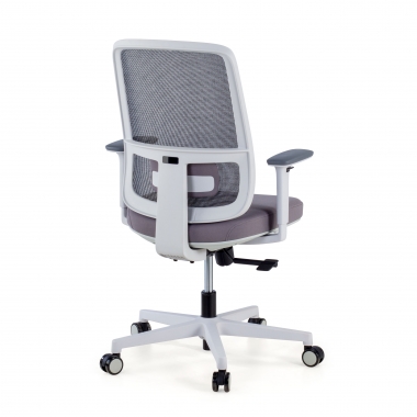 chaise de bureau blanc gris structure blanche maille accoudoirs reglables 1d soutien lombaire 6