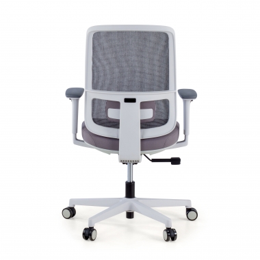 chaise de bureau blanc gris structure blanche maille accoudoirs reglables 1d soutien lombaire 7