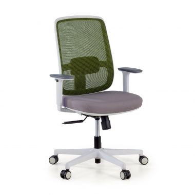 chaise de bureau blanc vert structure blanche maille accoudoirs reglables 1d soutien lombaire 1