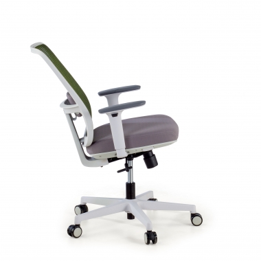 chaise de bureau blanc vert structure blanche maille accoudoirs reglables 1d soutien lombaire 5
