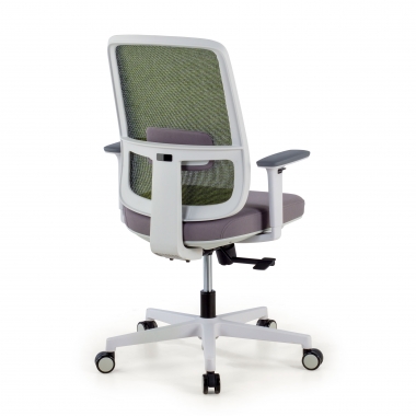 chaise de bureau blanc vert structure blanche maille accoudoirs reglables 1d soutien lombaire 6