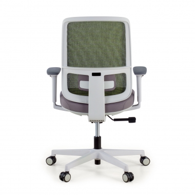 chaise de bureau blanc vert structure blanche maille accoudoirs reglables 1d soutien lombaire 7