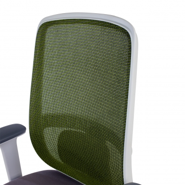 chaise de bureau blanc vert structure blanche maille accoudoirs reglables 1d soutien lombaire 9