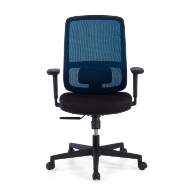 chaise de bureau bleu structure noire maille accoudoirs reglables 1d soutien lombaire 3